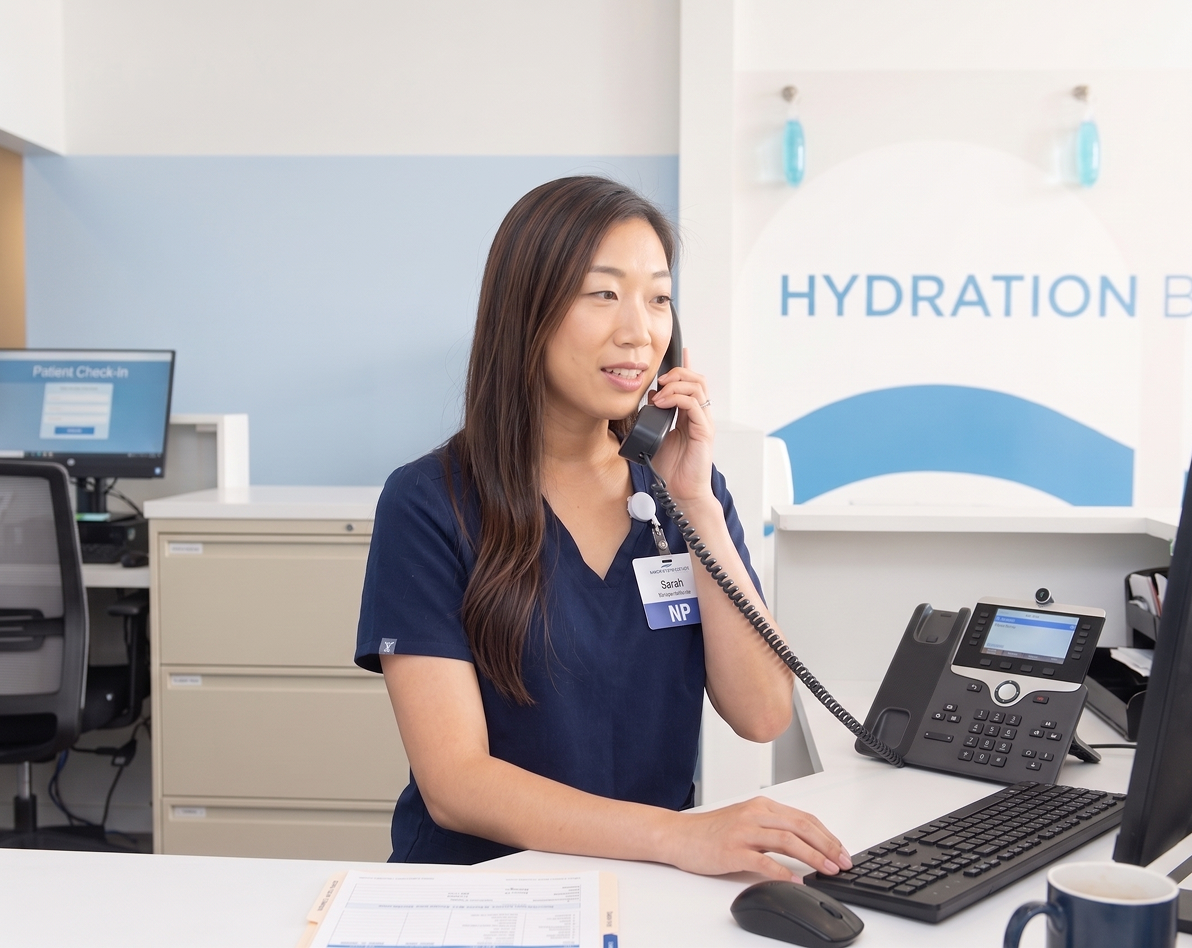 NP Nurse with phone