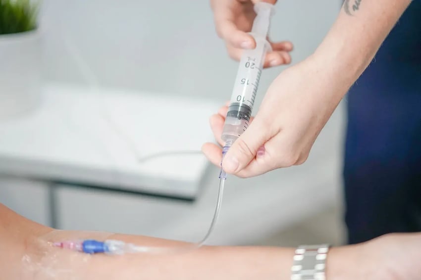 Vitamins Being Pushed In For IV Therapy